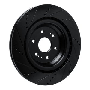 Cadillac Escalade ESV Brake Rotor (1) - Front Right - R1 Concepts - Drilled & Slotted - Black - `19-`25